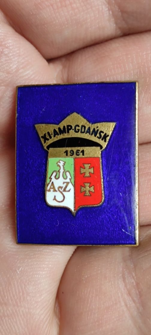 Odznaka XI Akademickie Mistrzostwa Polski Gdańsk 1961 emalia