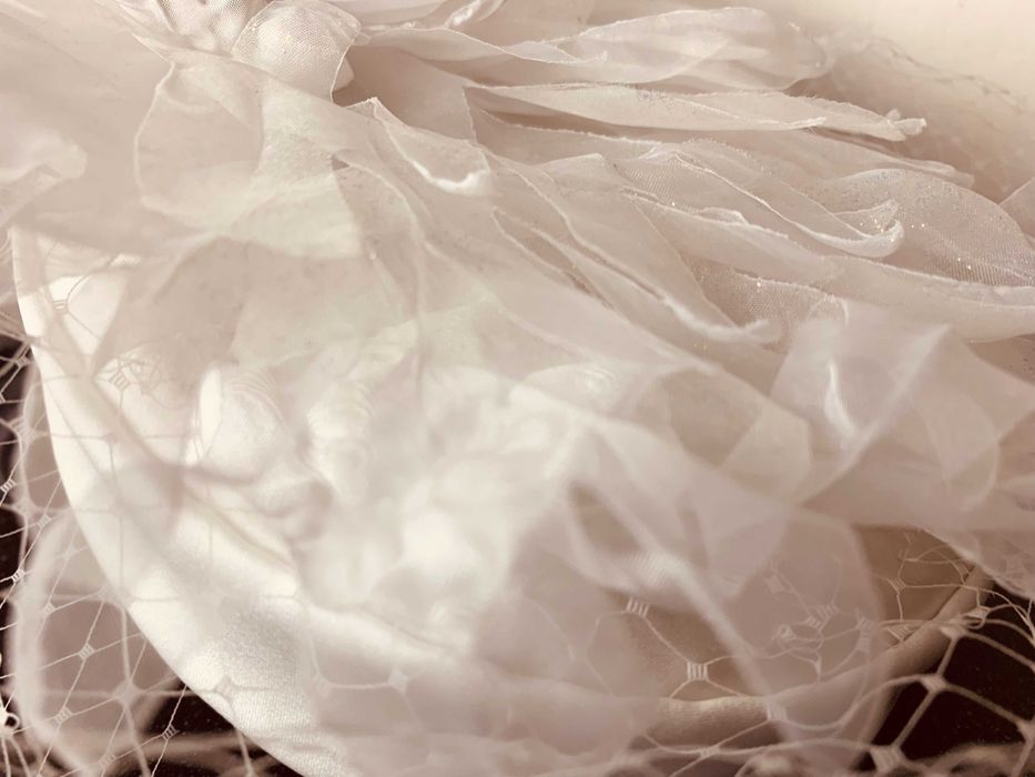 nowa Ozdoba Ślubna Toczek XXL Woalka Ponadczasowa ELEGANCJA Glamour