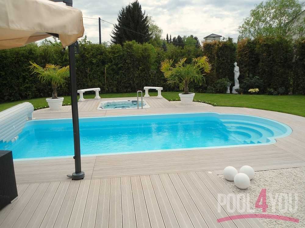 Basen ogrodowy z laminatu, poliestrowy 6,3x3,2x1,55 od ręki, PRODUCENT