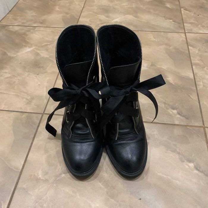 Шкіряні черевики на каблуку / Демосезон / Жіноче взуття