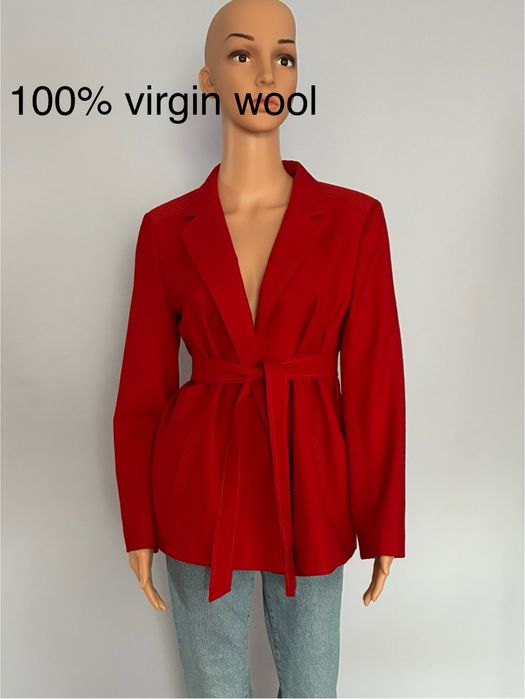 Czerwona marynarka oversize 100% welna