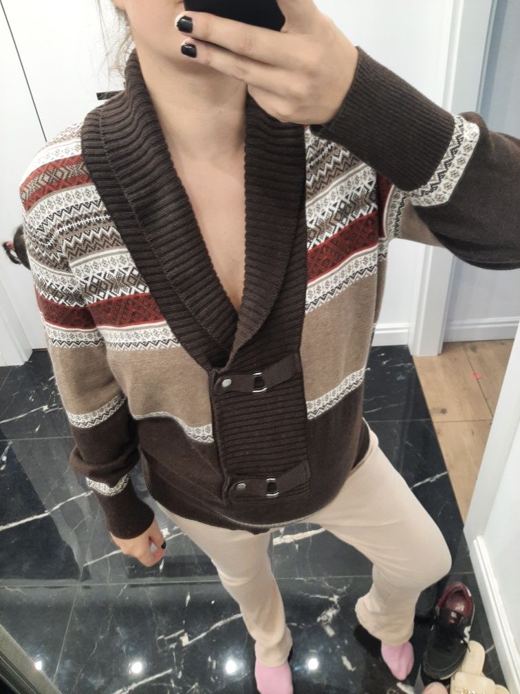 Sweter brązowy brown sweater zimowy ciepły bawełna cotton świąteczny c