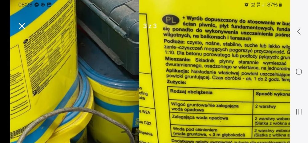 Masa bitumiczna dwuskladnikowa weber 2szt + podkład 1 szt