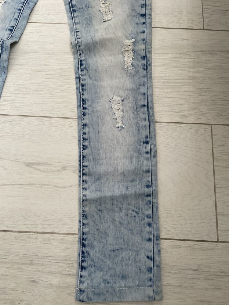Spodnie jeansy jeansowe rurki cyrkonie denim dżins 25 XS 34