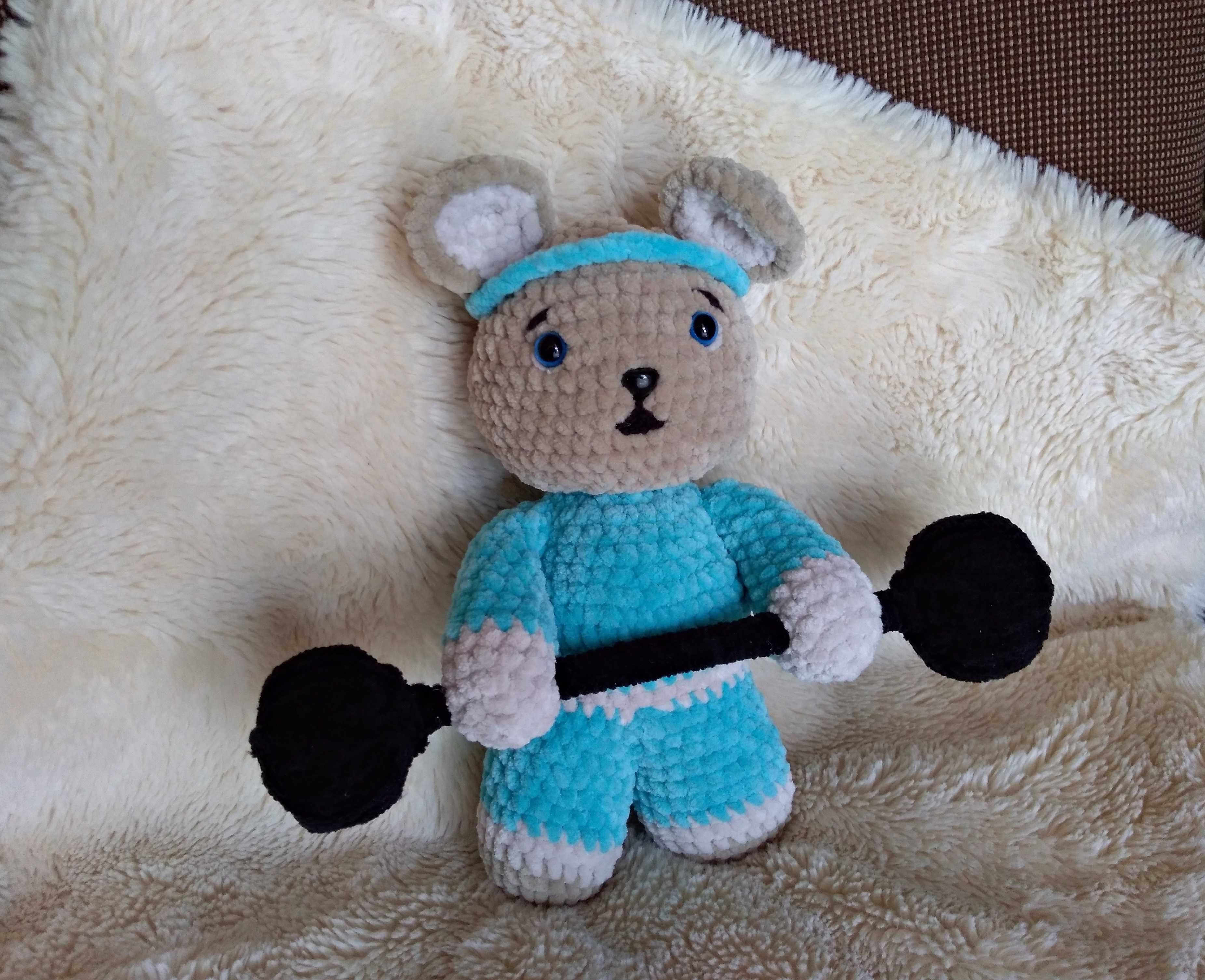 Amigurumi na Szydełku Miś ze Sztangą HandMade Rękodzieło Ręczna Robota