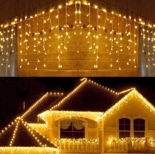 Sople 500 led z programatorem CIEPŁA BIEL 23 m lampka girlanda na dach