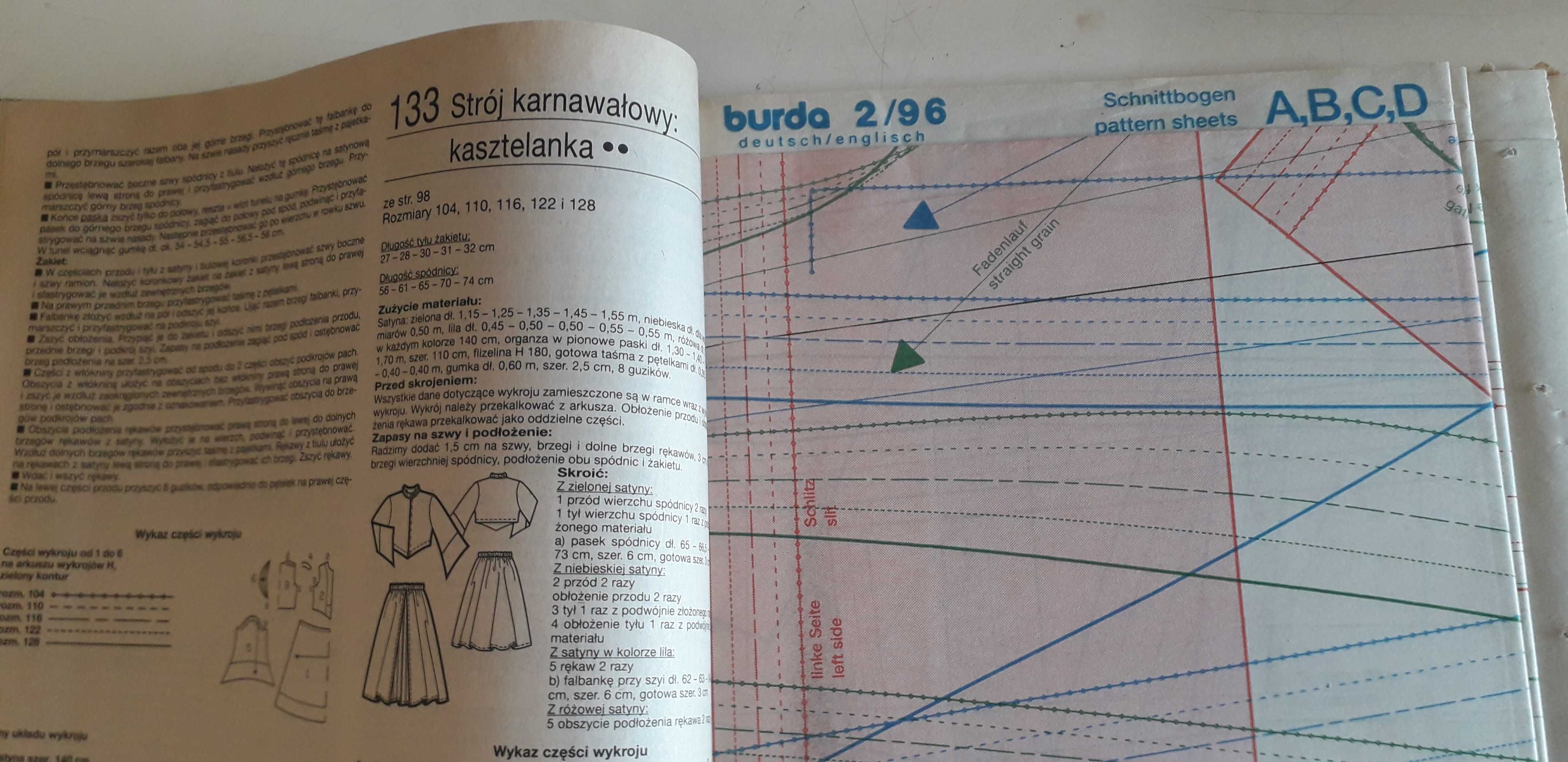 Miesięczniki modowe BURDA 1996 rok - nr 2, 3, 5, 6, 8 - z wykrojami
