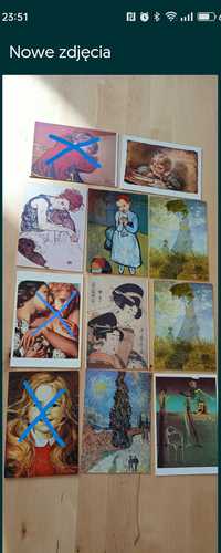Obrazki pocztówki kolekcjonerskie malarstwo  - lata 80-90-te 7sztuk
