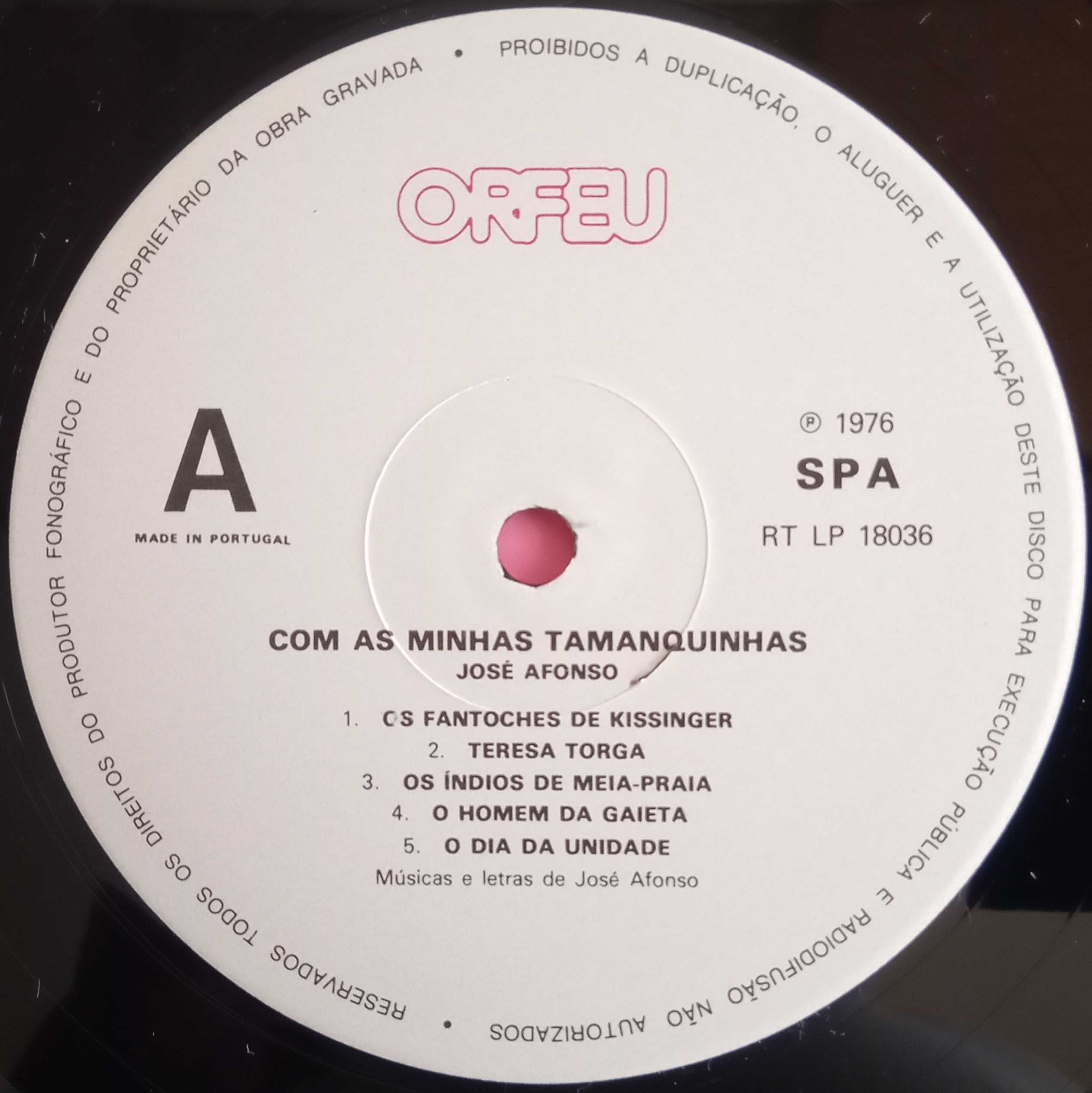José Afonso	- - - - -		Com as Minhas Tamanquinhas	- - - - -	LP