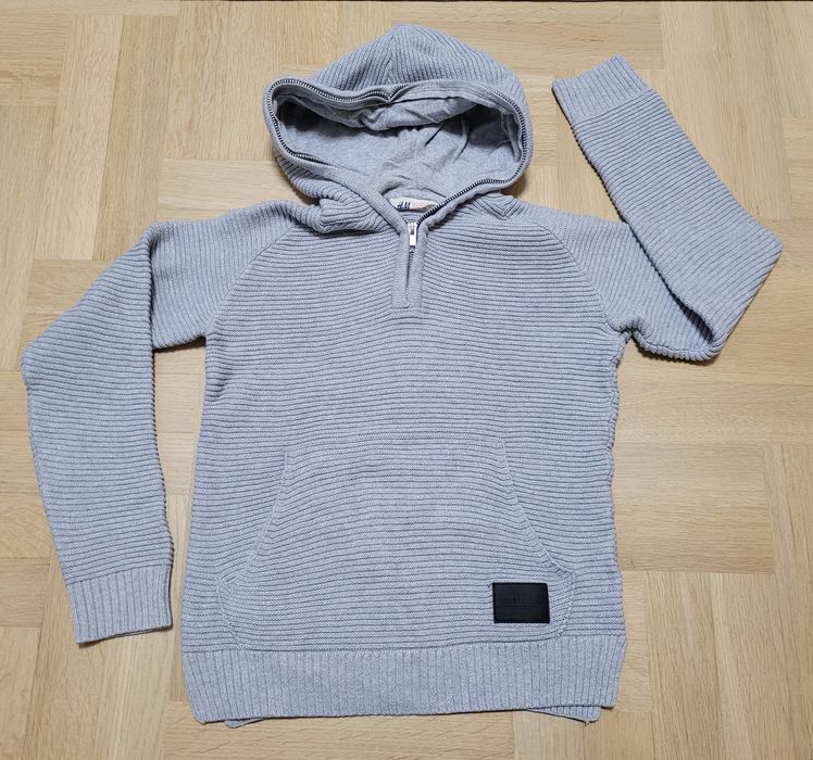 H&M 146-152 sweter z kapturem szary bluza