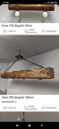 Lampa ze starej belki w stylu rustykalnym vintage loft