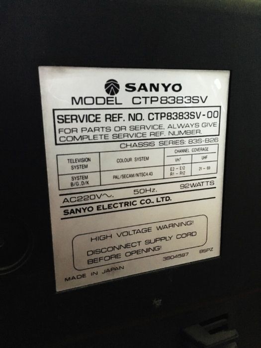 Телевизор Sanyo CTP8383SV, 67 см, Японія