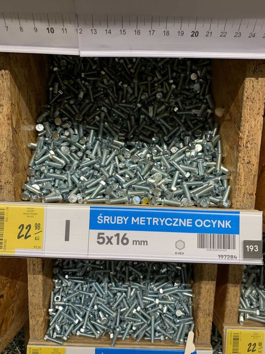 -50% NOWE Śruby metryczne ocynk 5x16mm kl. 5.8 DIN933 4,7 KG Warszawa