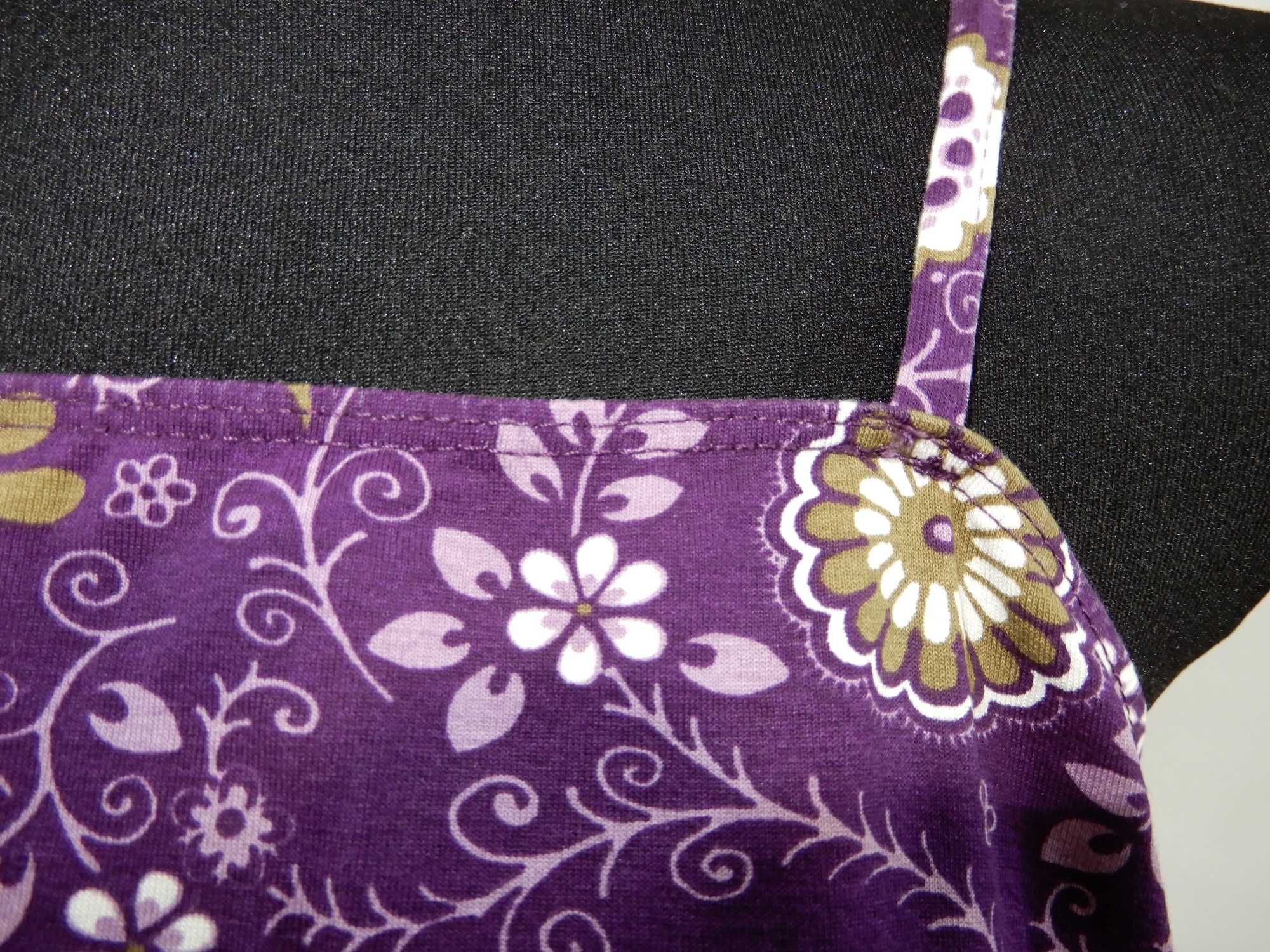 Bluzka letnia na ramiączkach wzór print fioletowa Cherokee 44 XXL