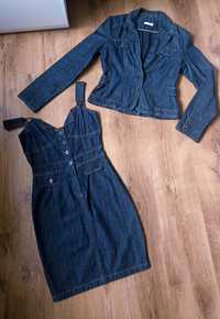 Zestaw jeans sukienka+marynarka  r. 36