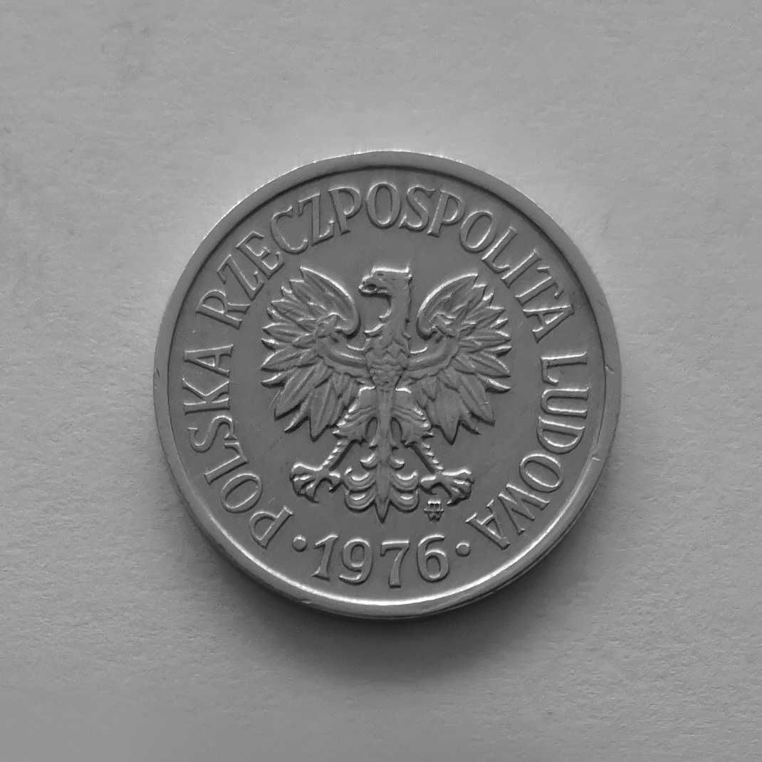 Moneta PRL 20 groszy 1976r.Al.Stan okołomenniczy.