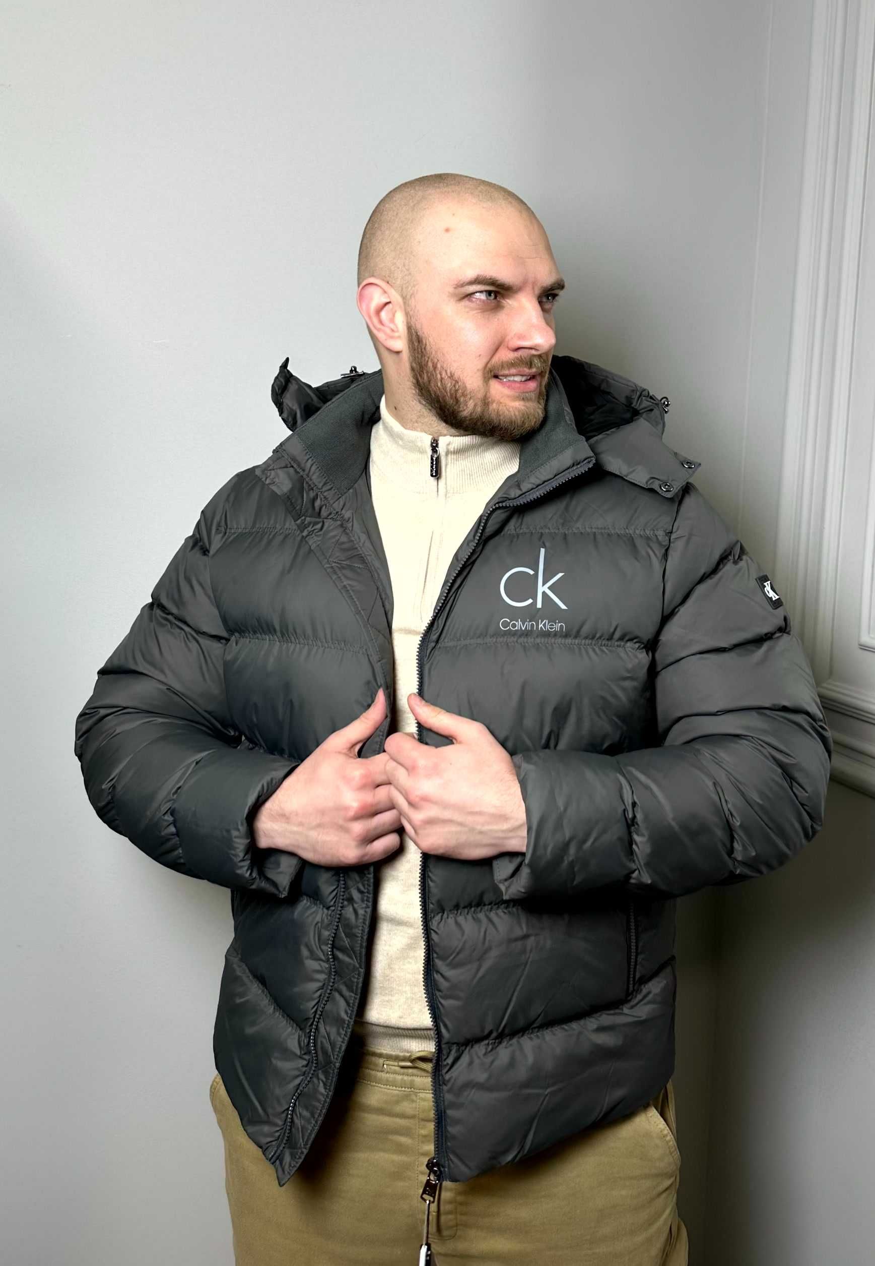 -25% Пуховик Calvin Klein сірий XL, 2XL, ОРИГІНАЛ