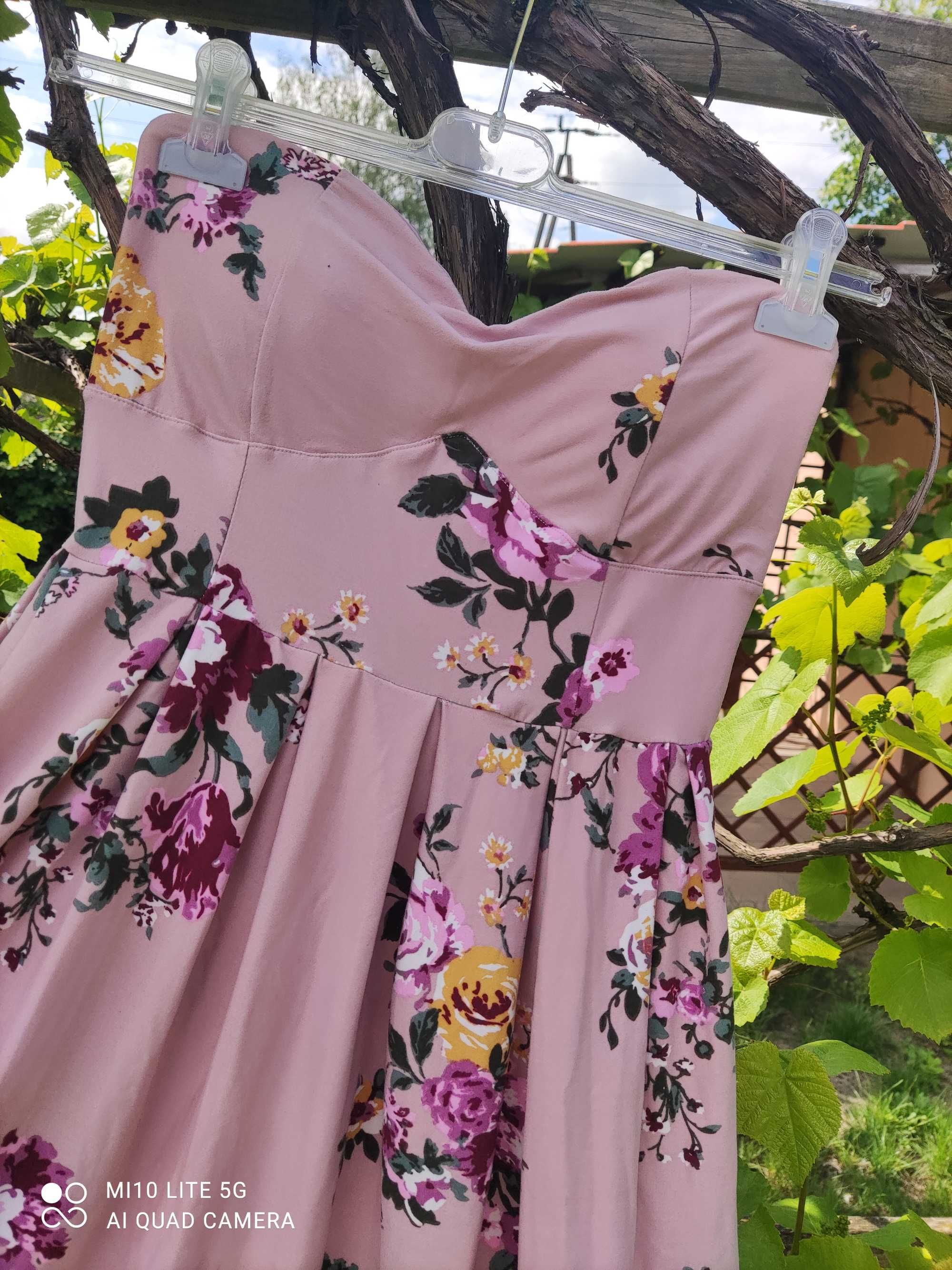 Sukienka w kwiaty S36 z silikonem
