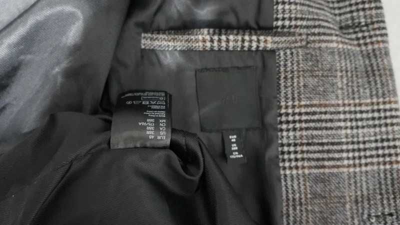 Płaszcz Nowy H&M Rozmiar 48/M Kolor Szary/Brąz Krata