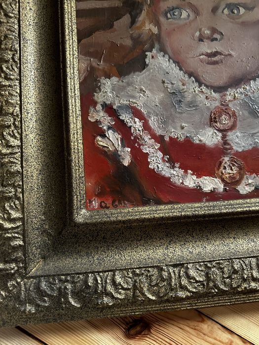 Mariusz Maciąg Dziewczynka w czerwonej sukience obraz olejny