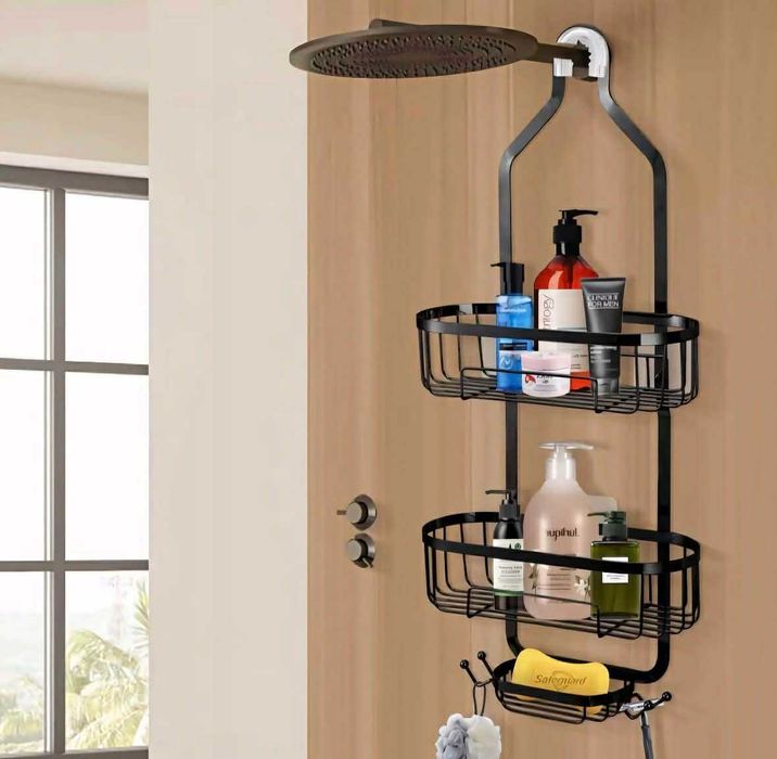 PÓŁKA ŁAZIENKOWA Wisząca Pod Prysznic Podwójna Łatwy Montaż Nowa