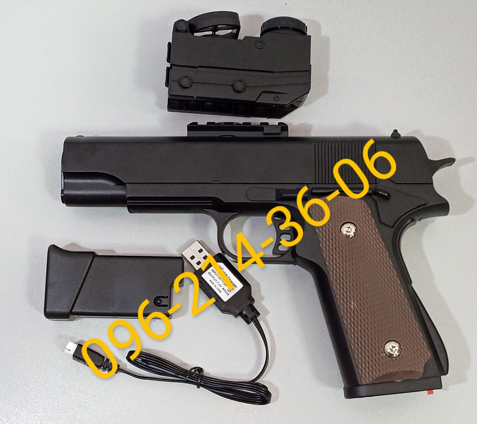 Детский пистолет Colt M1911 black на аккумуляторе на пульках и орбизах