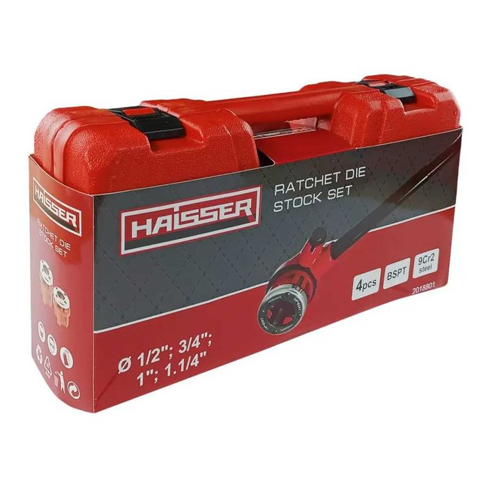 Набір клупів з тріскачкою 4 шт. 1/2", 3/4", 1", 1.1/4" Haisser 2018801