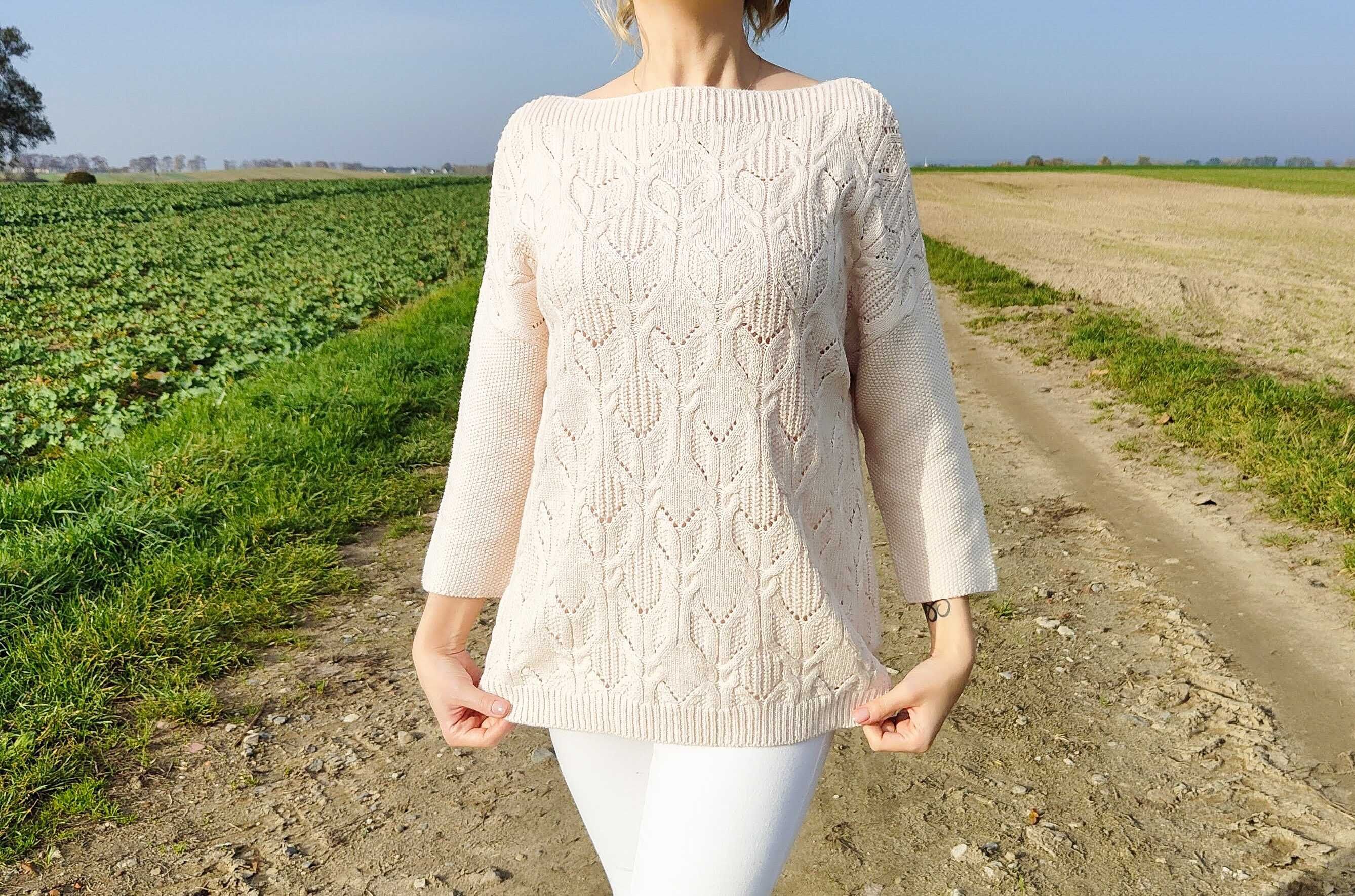 Nowy sweter Reserved pudrowy róż L 40 różowy gruby splot