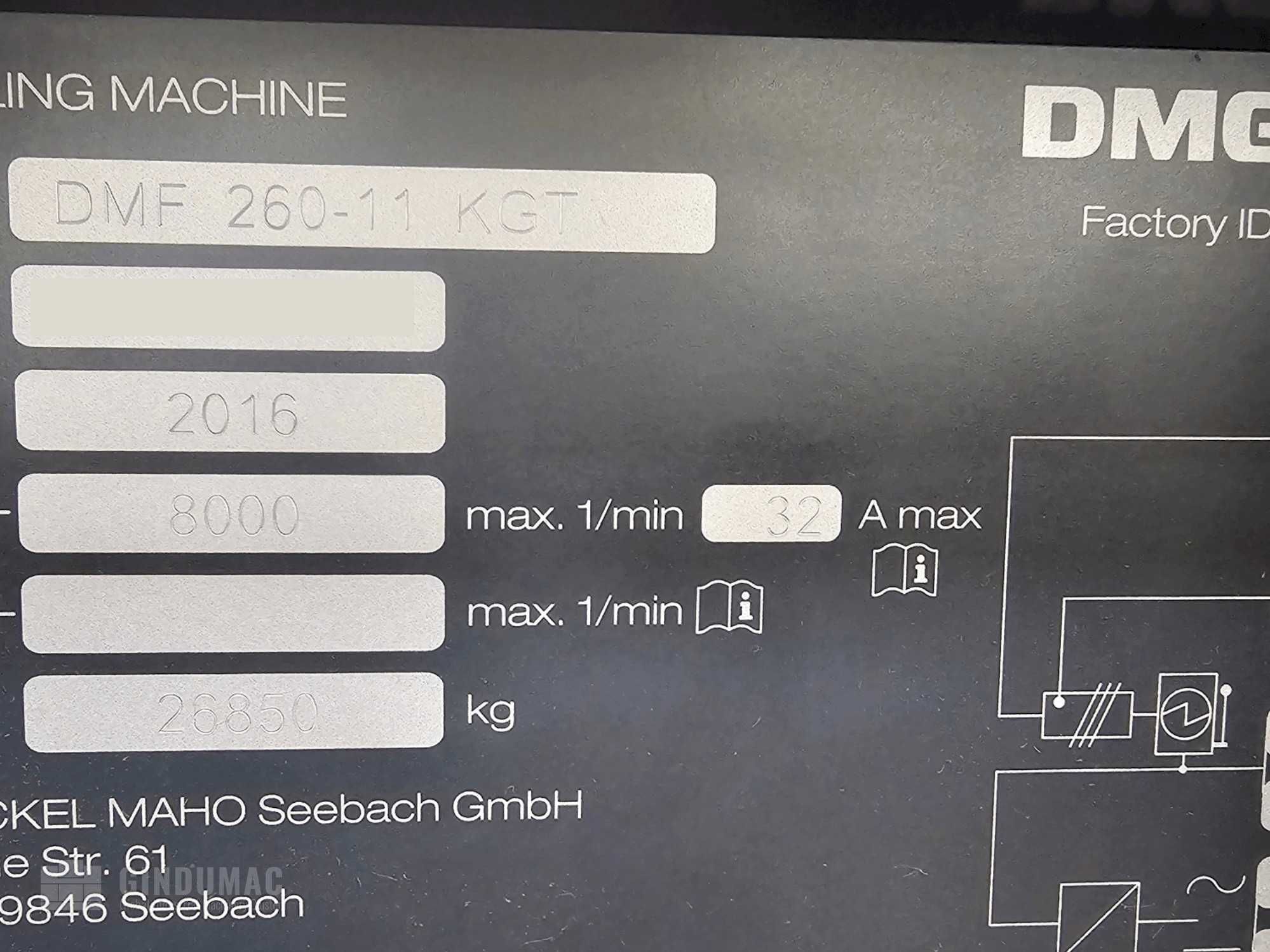 Pionowe centrum obróbcze DMG MORI DMF 260/11 KGT (2016)