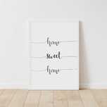Plakat A3 czarno-biały minimalistyczny z napisem "Home sweet home"