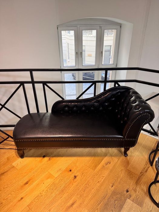 Sofa szezlong czarna, ekoskóra