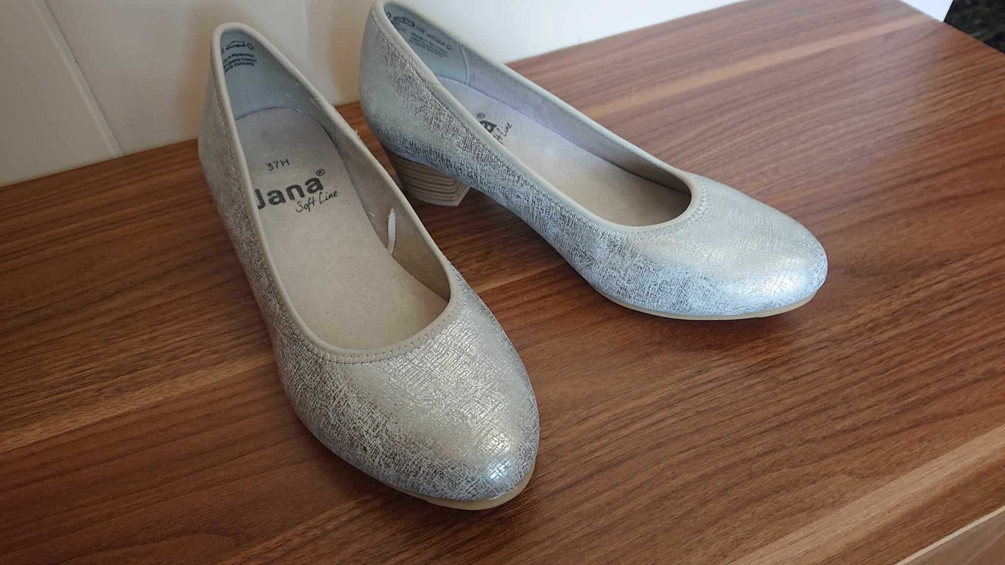 Czółenka Jana Soft srebrno-szare, r. 37 Nowe
