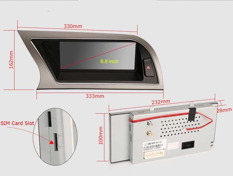 Radio FM RDS DAB+ Android CarPlay WiFi USB GPS MP3 MP4 SD Audi A4 B8