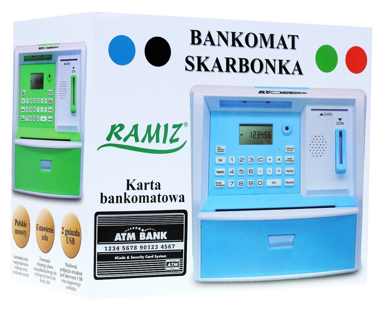 Bankomat z kartą Skarbonka dla dzieci + Tryb oszczędzania