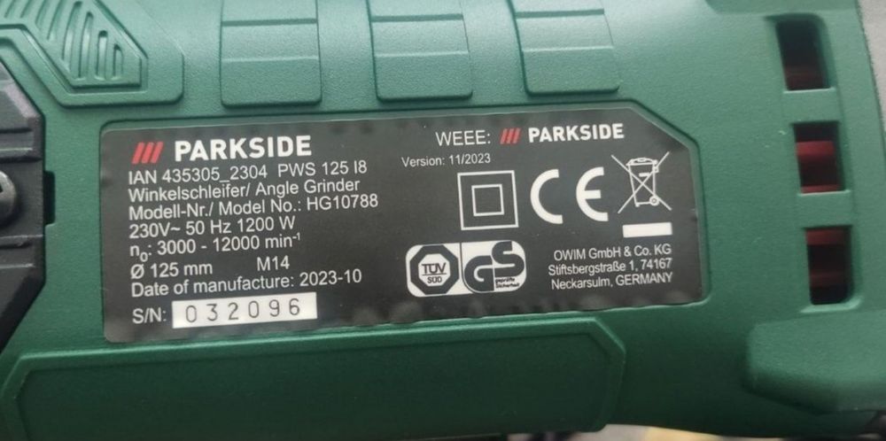 АКЦІЯ! НОВ болгарка зНімеччини Parkside PWSAP PWS 125 I8/1200W/угловая