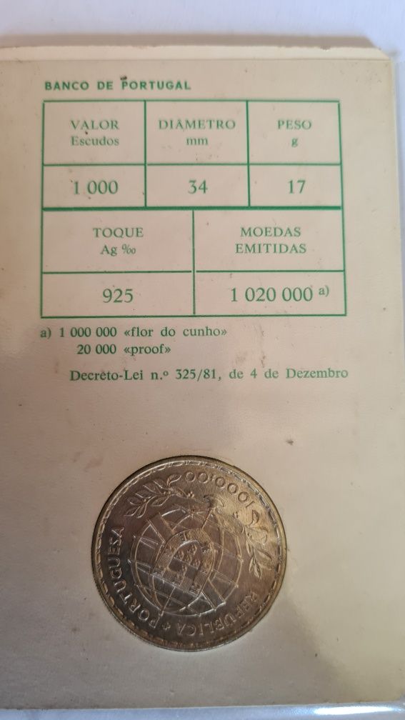 Moedas Portugal 1,000 Escudos