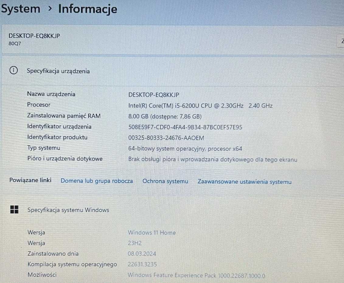 Lenovo Ideapad 300 5ISK, Core i5-6200U, 8GB RAM, 500GB SSD SAMSUNG