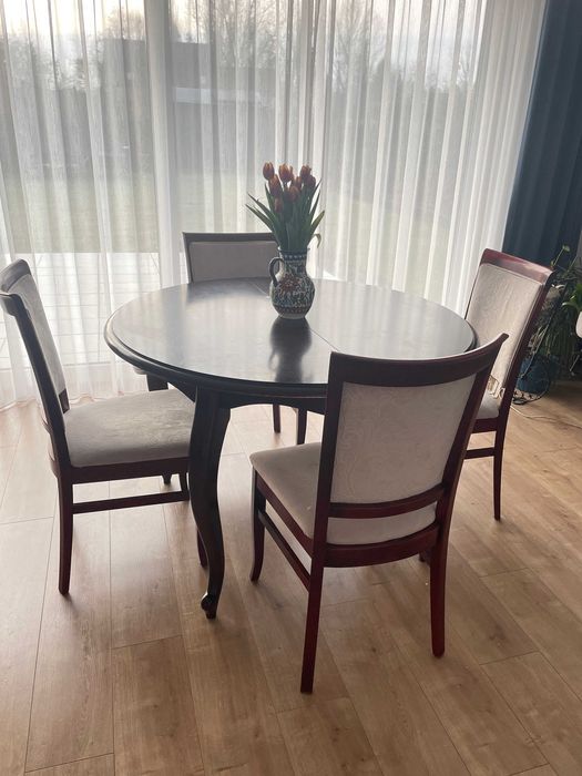 Stół drewniany okrągły - rozkładany 120/160cm wys 80cm. Solidny.
