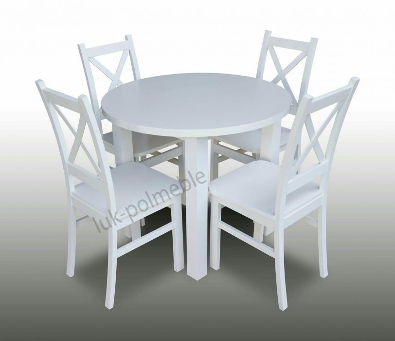 Zestaw Stół okrągły + 4 krzesła styl skandynawski nowoczesny