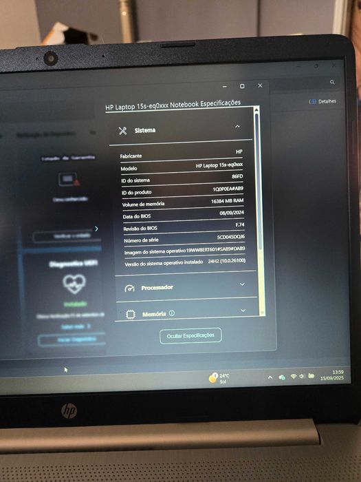 PC portátil HP mod. 15s-eq0 - 16Gb Ram - 500Gb disco SSD  W11