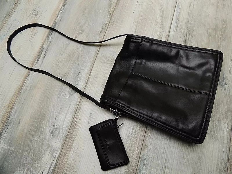 Carlo D'santi Black Leather Purse Bag Nowy Model listonoszka