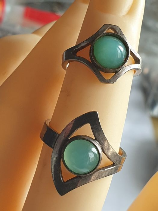 Warmet Srebrny pierścionek PRL chryzopraz srebro