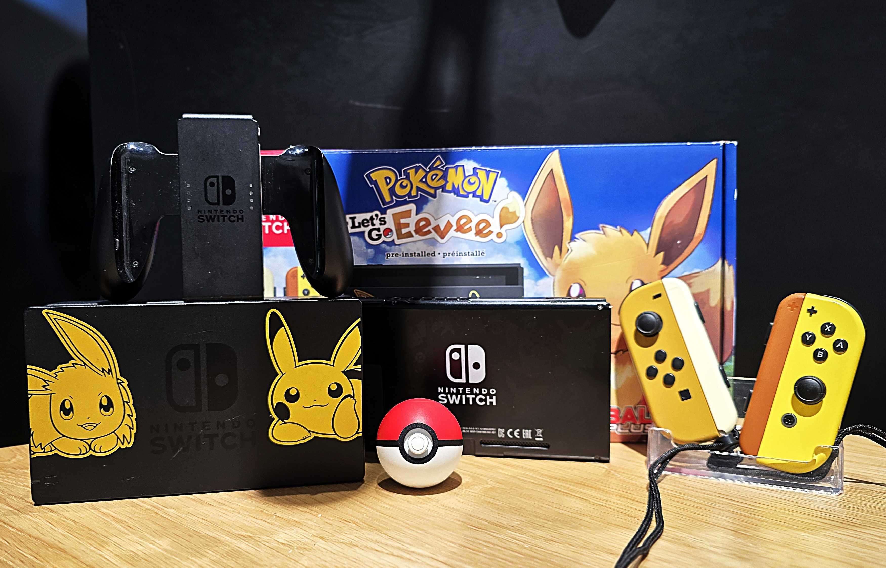 Komplet Konsola nintendo switch pokemon eevee pikachu pokeball