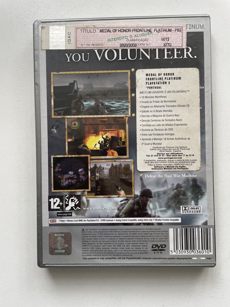 Jogo PS2 Medal of Honor Frontline platium