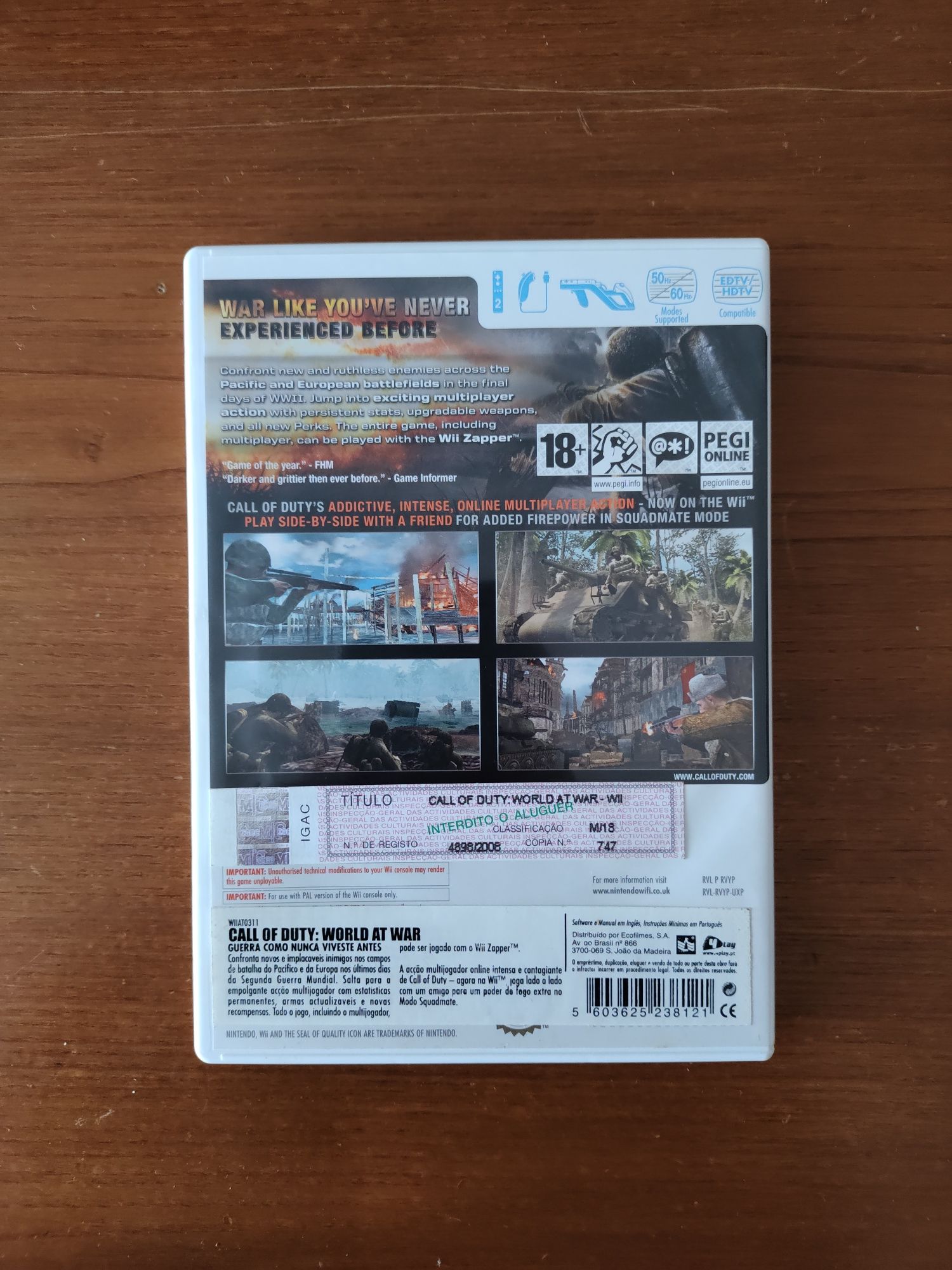 Jogo Wii - Call of Duty World at War (portes de envio inclu. no preço)