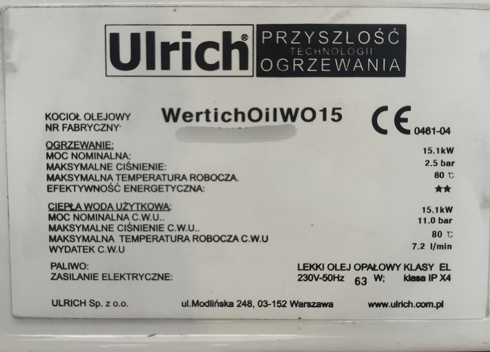 Części do Ulrich wertich oil wo 15 piec olejowy części Urlich