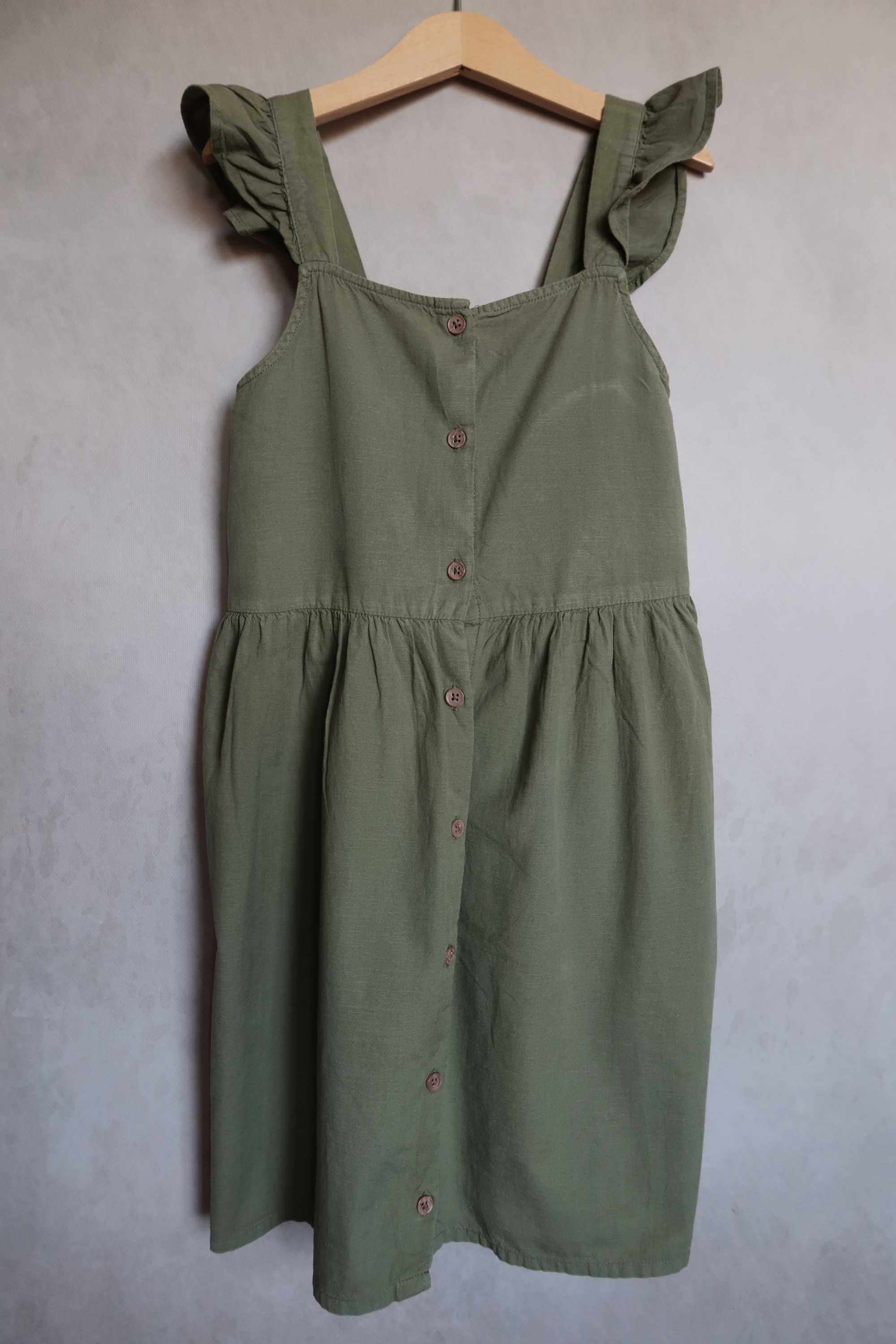 Sukienka HM 134 na ramiączkach letnia szelki khaki zielona poszukiwana