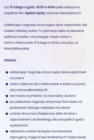Bilety do kina Luna w Warszawie dla 2 osób