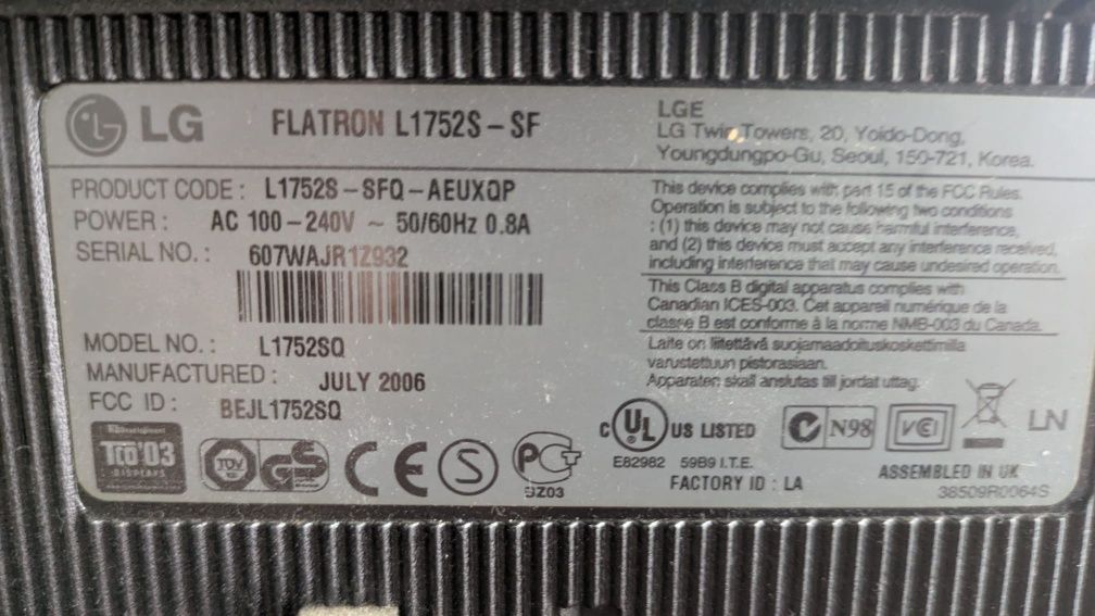 Monitor Flatron LG-1752S