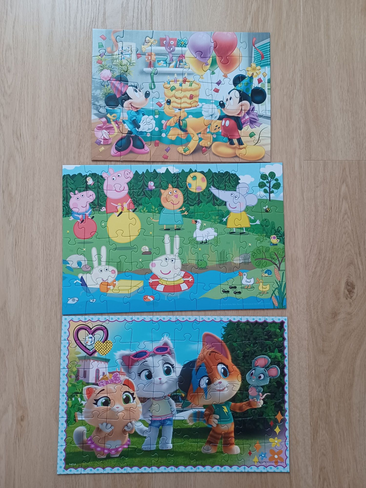 Puzzle Peppa, 44 Koty i Myszka Miki 3+ i 4+